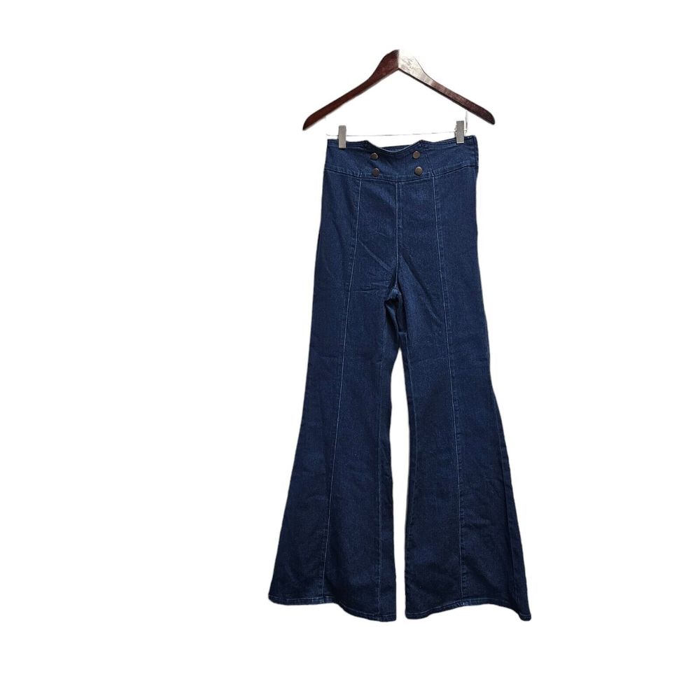 DENIM By FLYING TOMATO  Jeans  Wide Leg‎ Flare SMALL Blue Denim High Rise